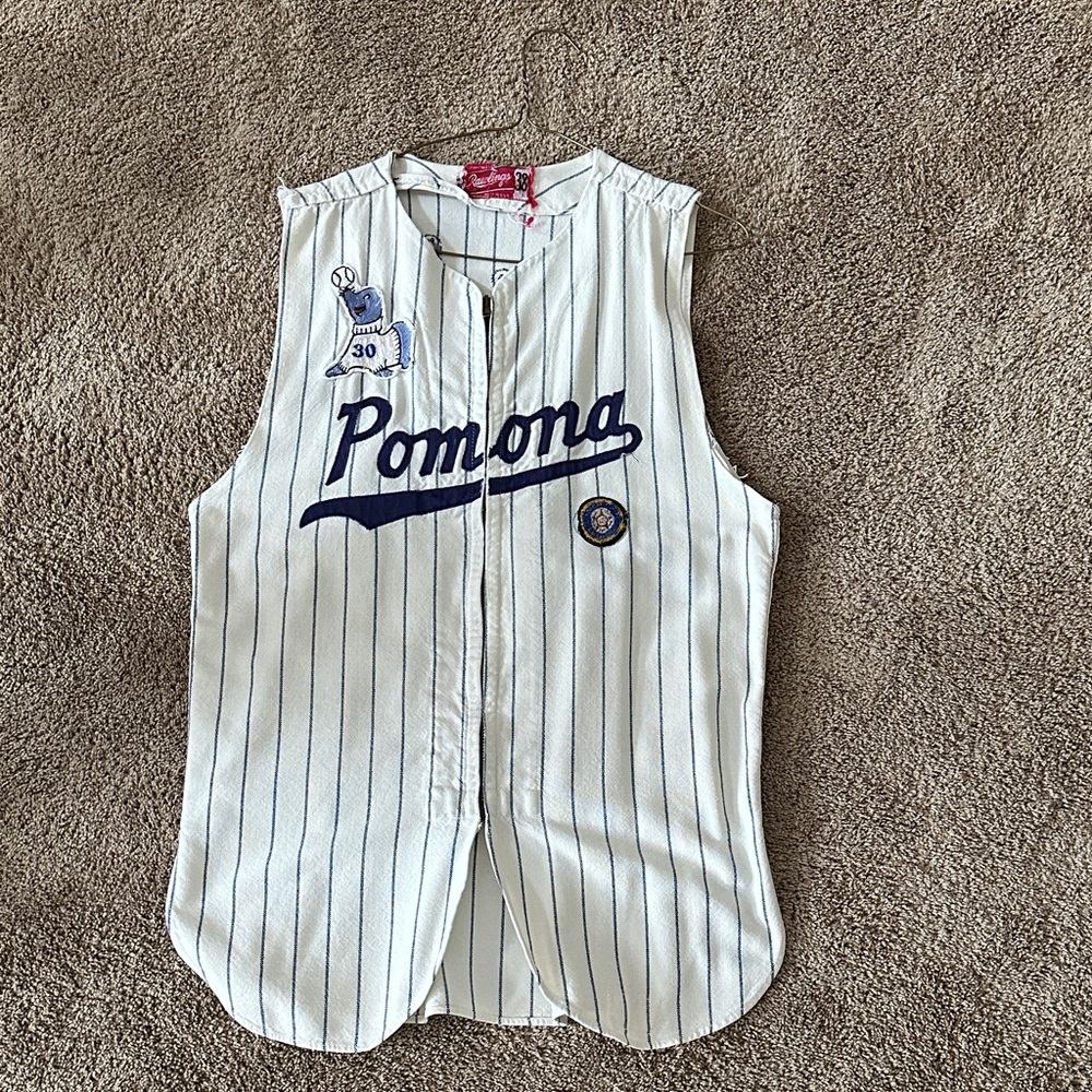 Rawlings White and Blue Striped Jersey
